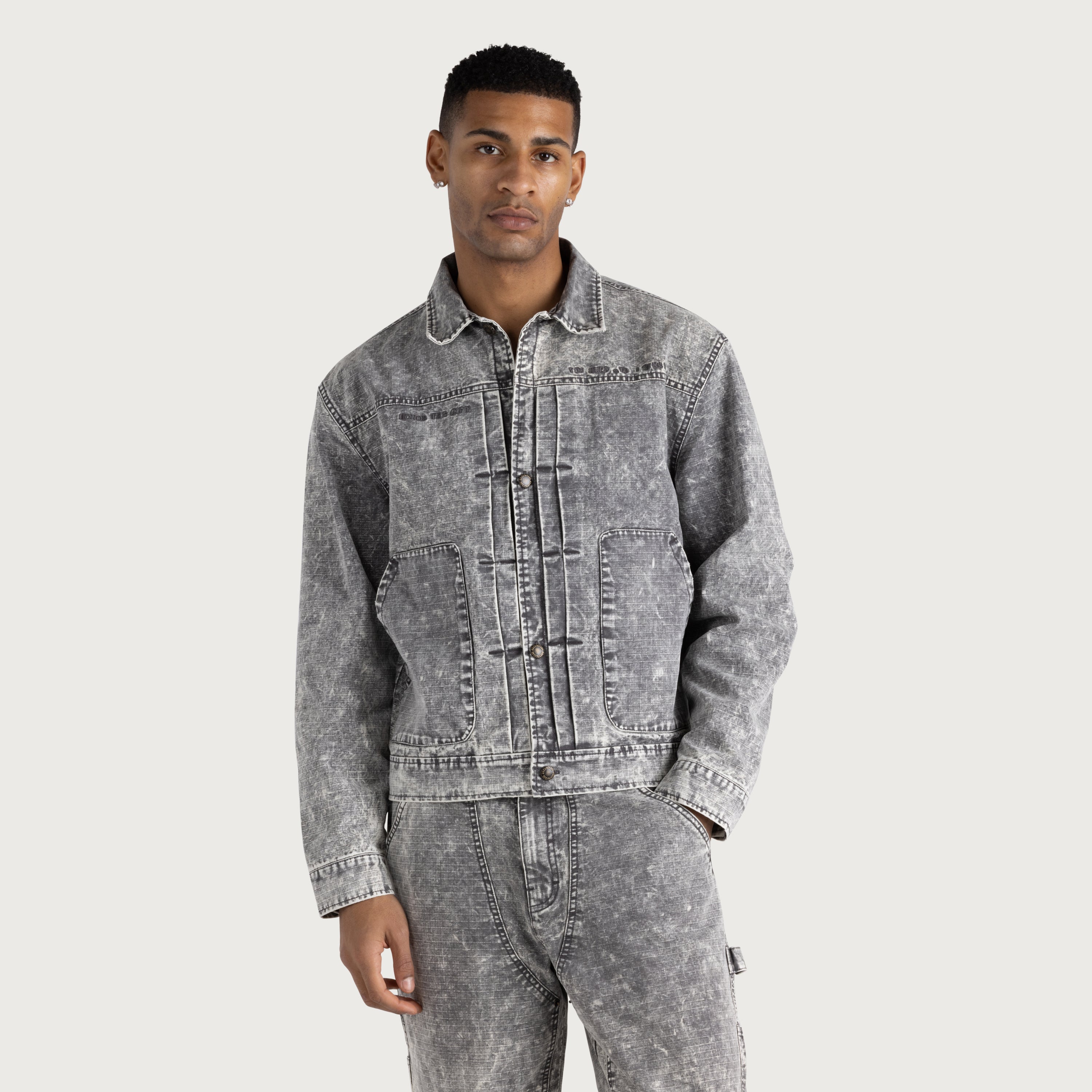 ジャケット・アウター issue things No Collar Coat grey Still Do Ripstop Jacket - Grey – Honor The Gift