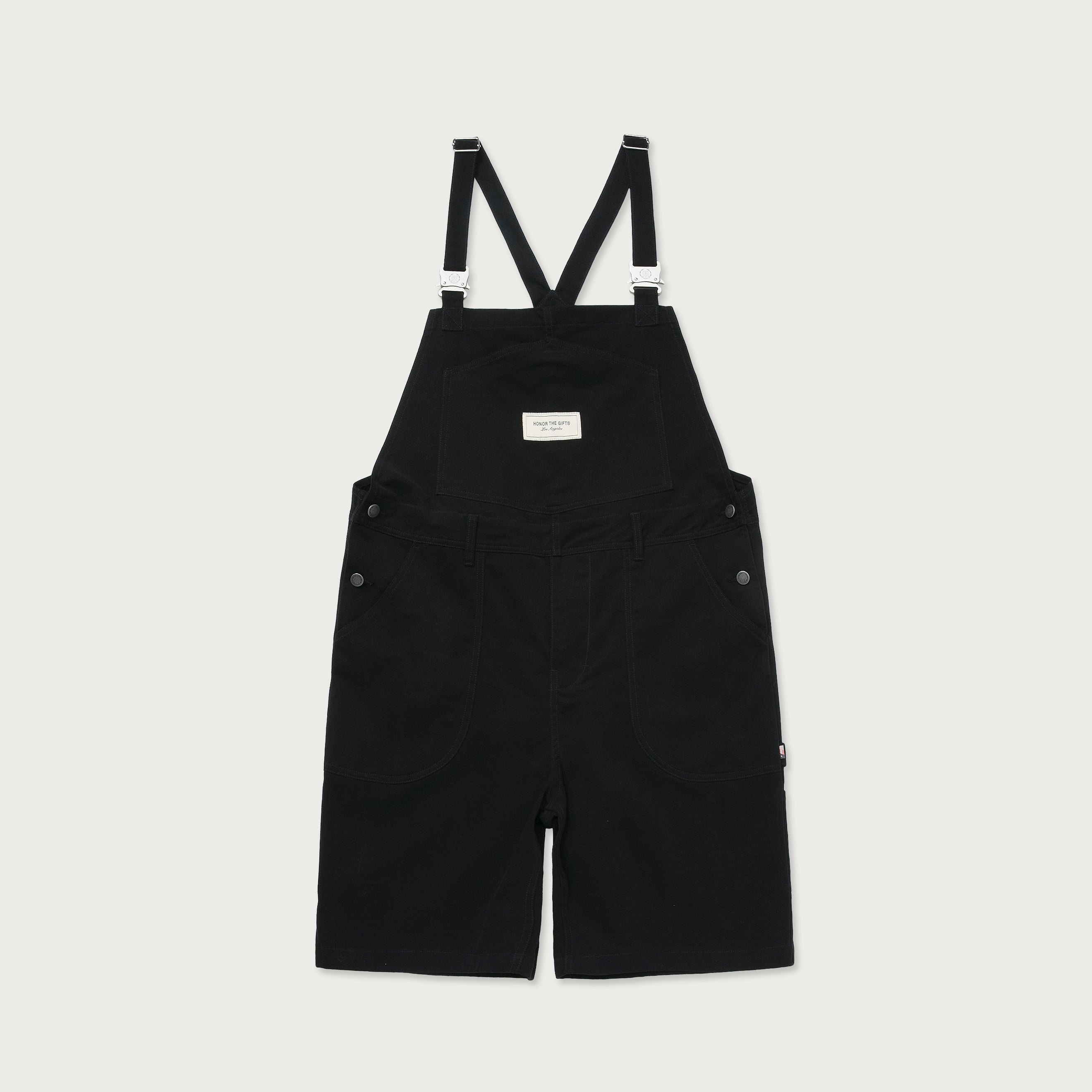 thumbnail image 2 of Revolt Women's Twill Short Overalls - Classic Juniors Denim Shorts With Multi-Pocket Bib 2 of 10