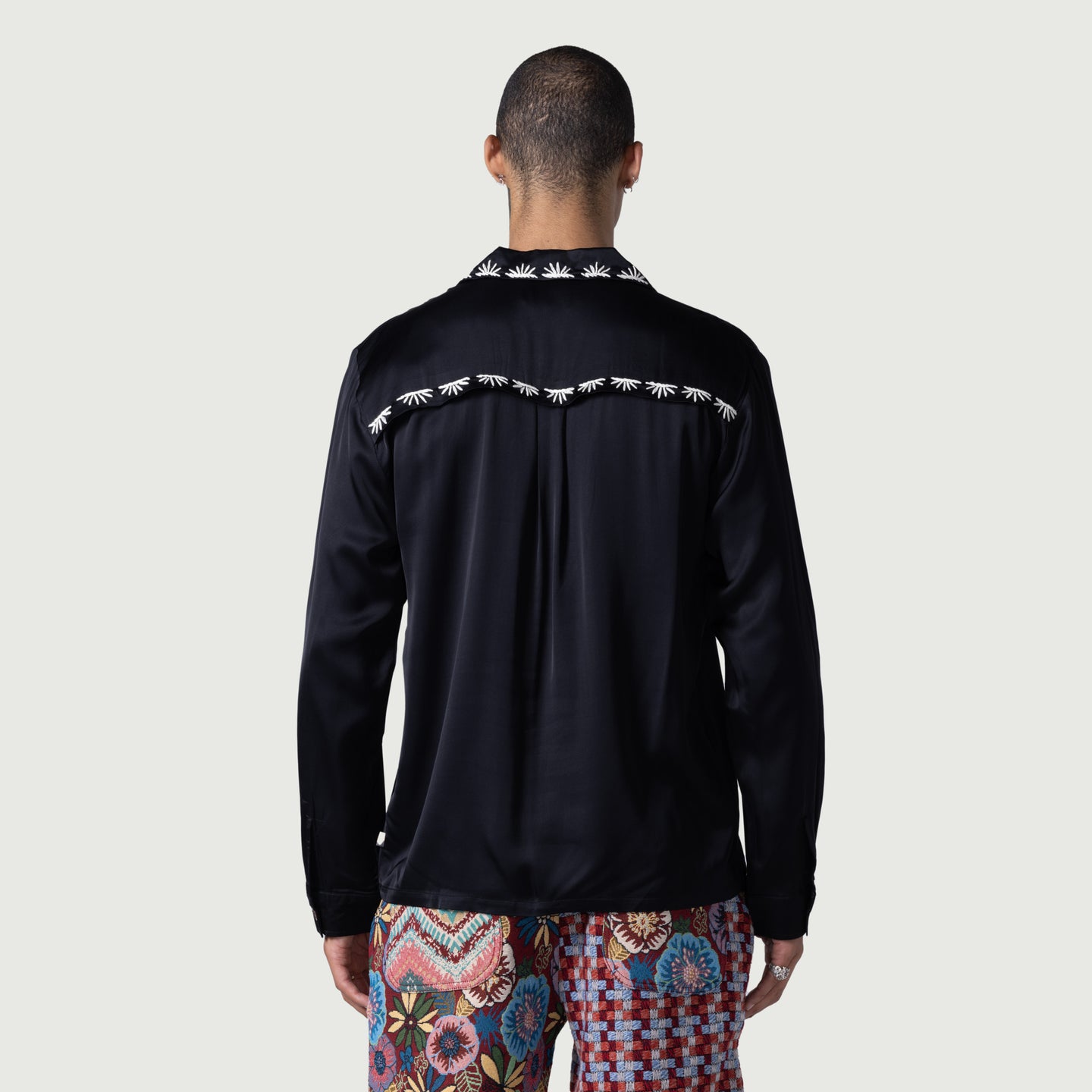 Palm Stitch LS Button Up - Black