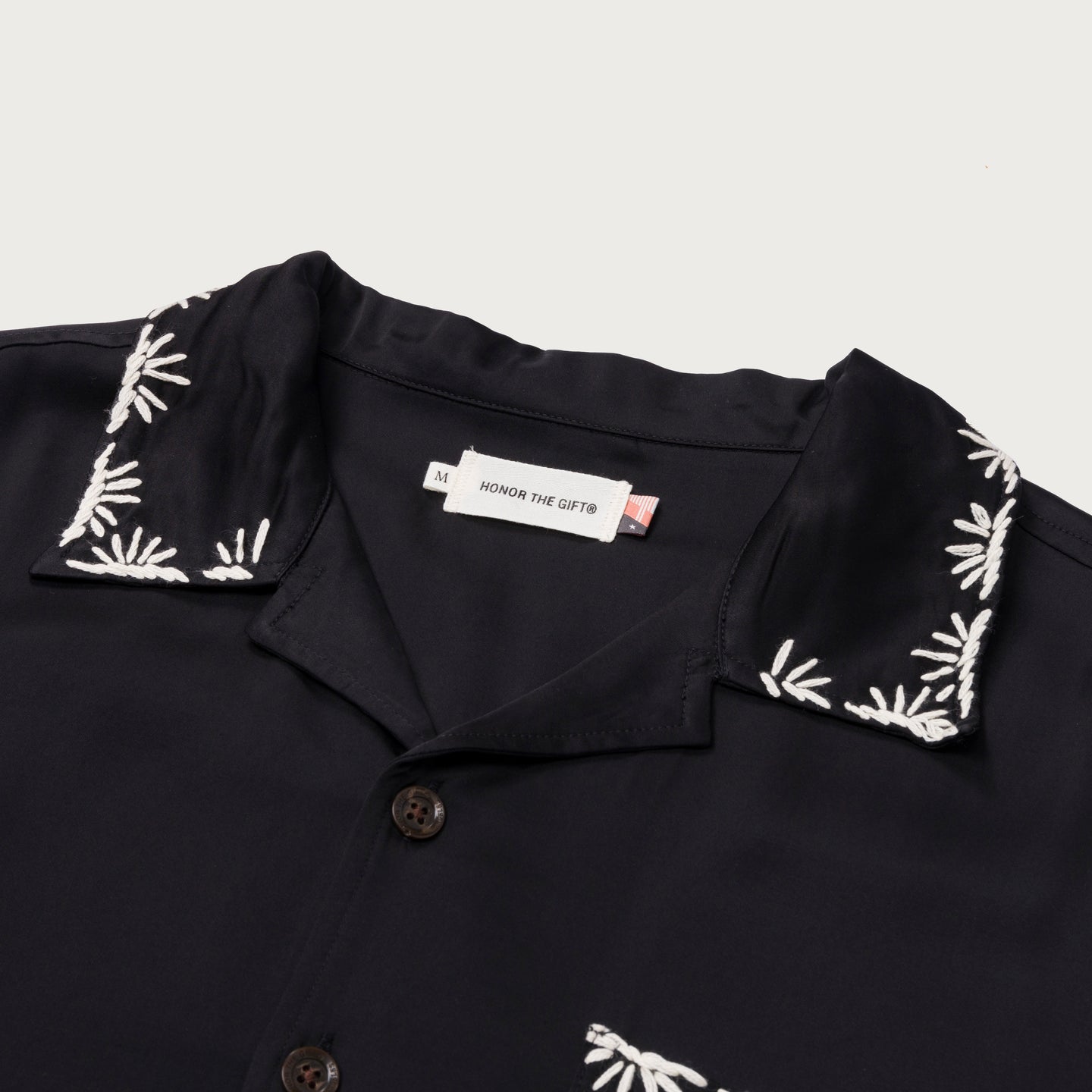 Palm Stitch LS Button Up - Black