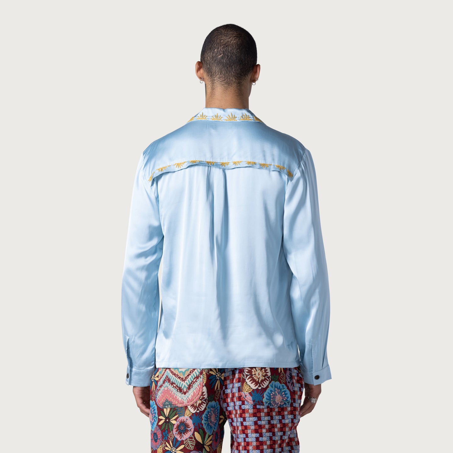 Palm Stitch LS Button Up - Blue