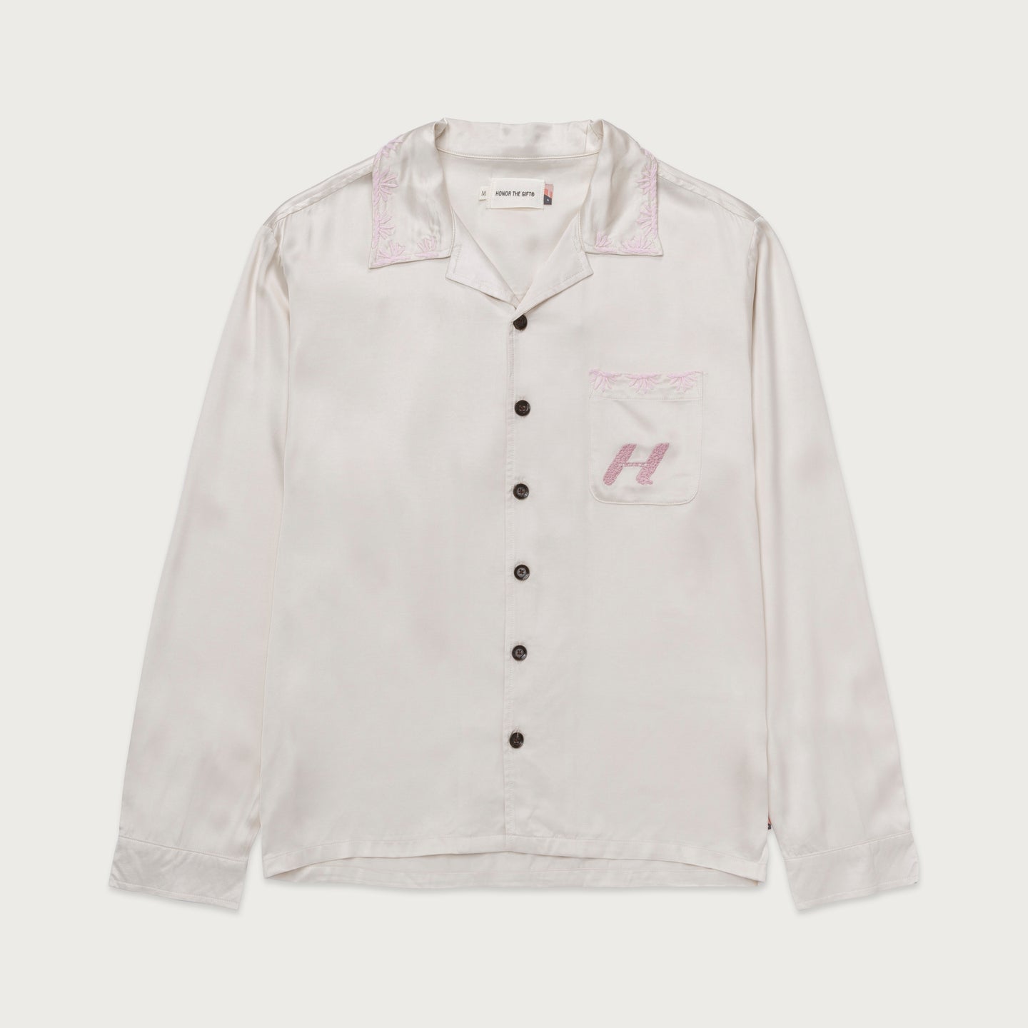 Palm Stitch LS Button Up - Cream