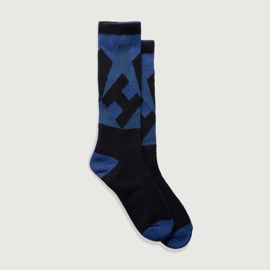 Panel Ribbed Sock - Navy