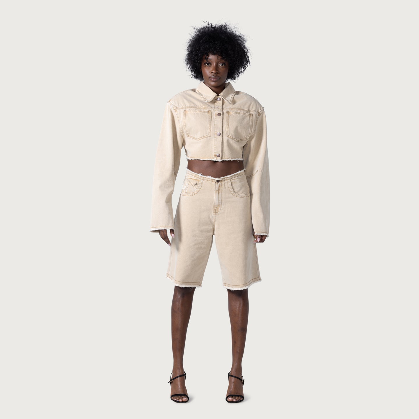 Raw Edge Baggy Short - Tan