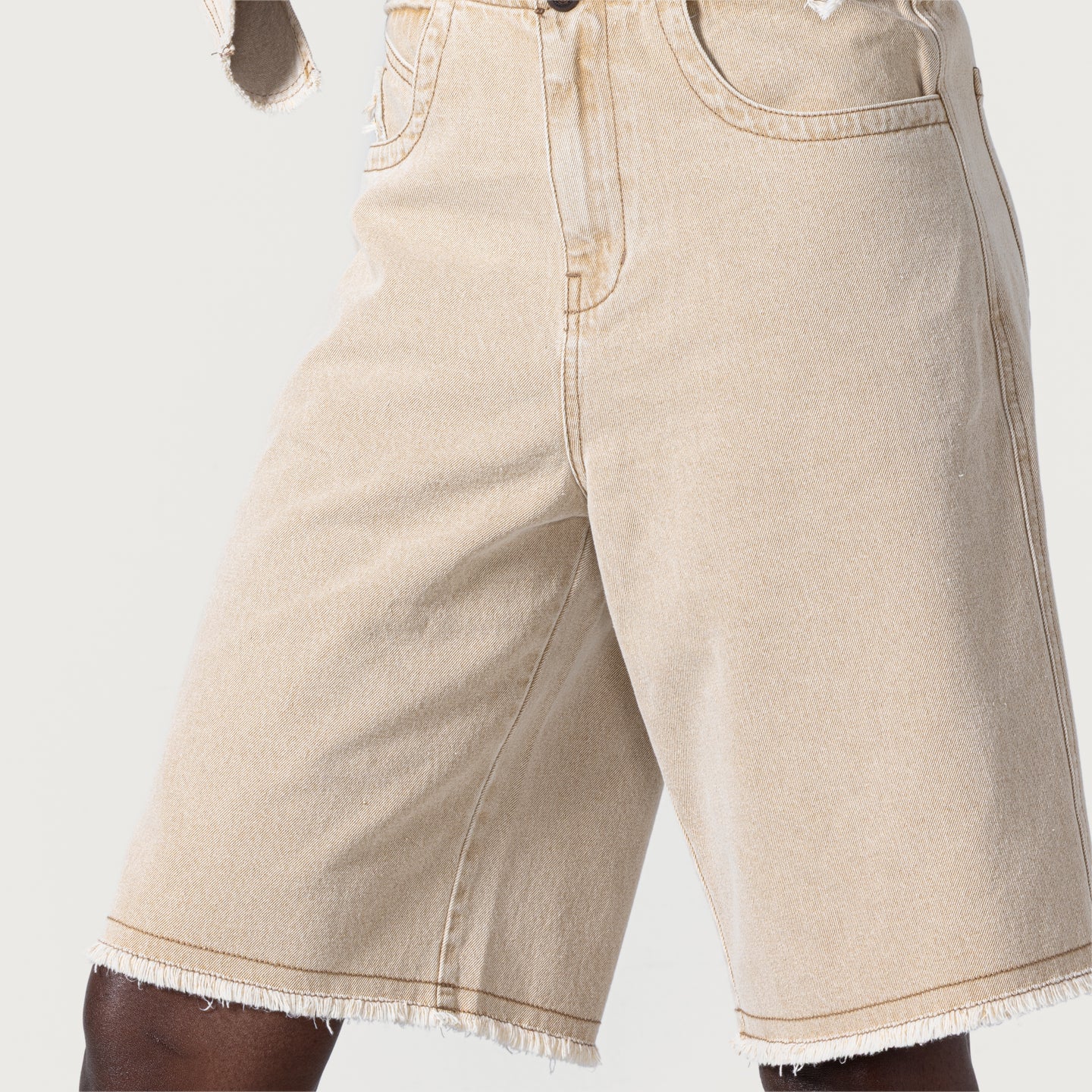 Raw Edge Baggy Short - Tan