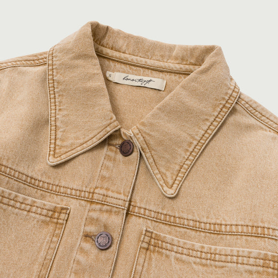 Raw Edge Cropped Jacket - Tan