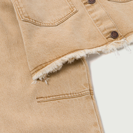 Raw Edge Cropped Jacket - Tan