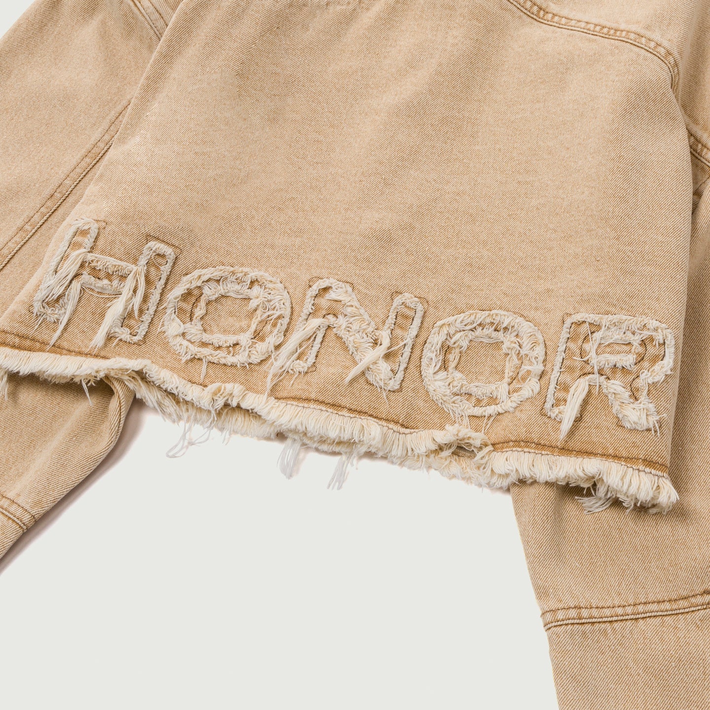 Raw Edge Cropped Jacket - Tan