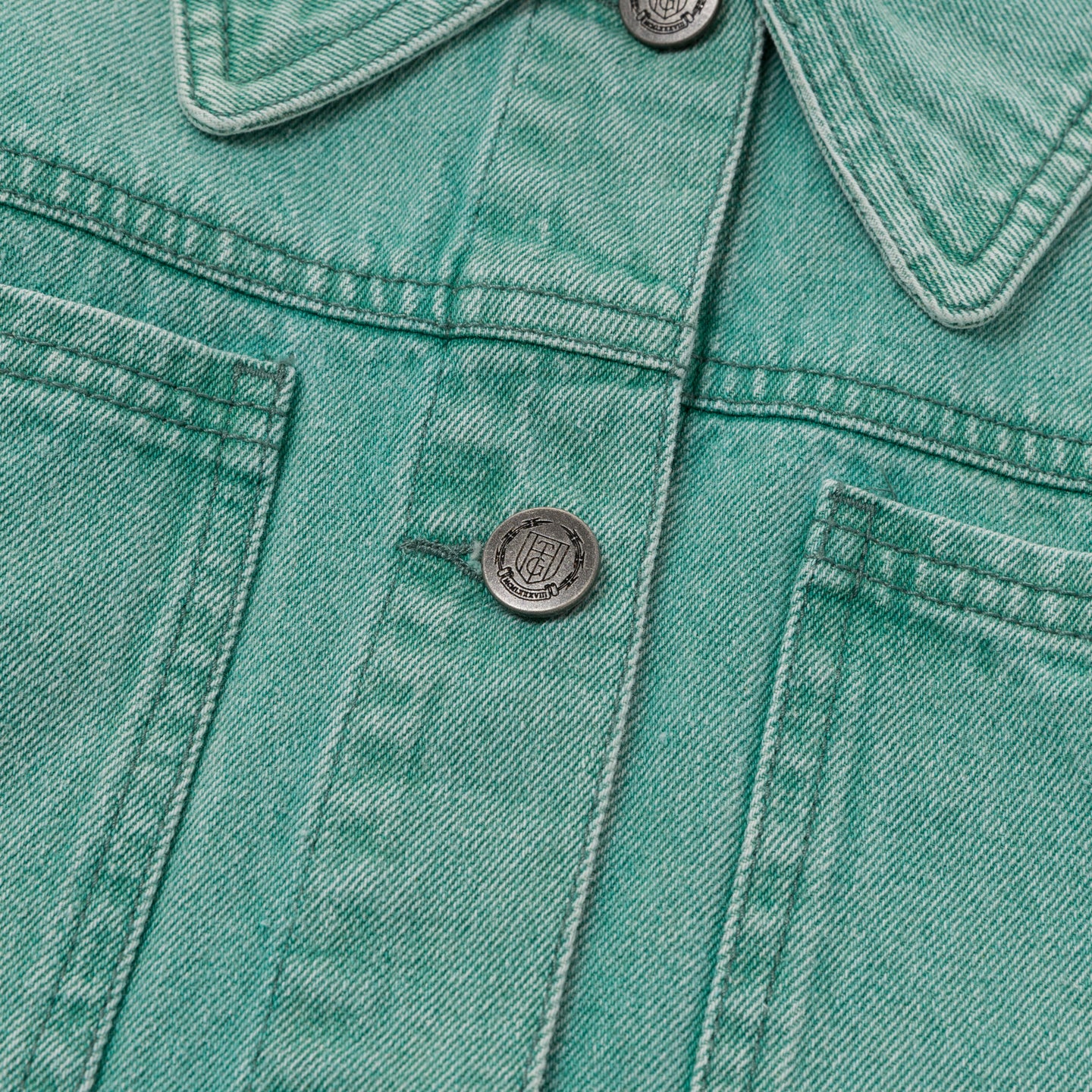 Raw Edge Cropped Jacket - Green