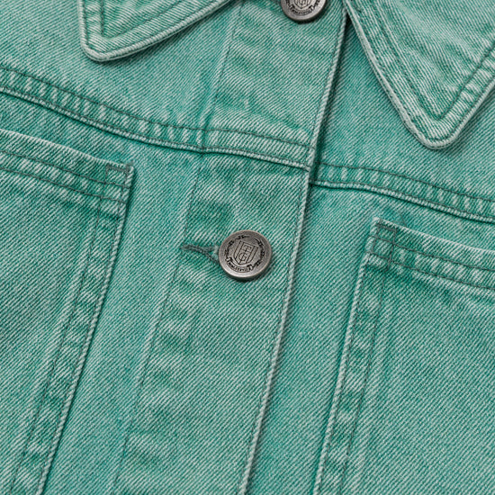 Raw Edge Cropped Jacket - Green