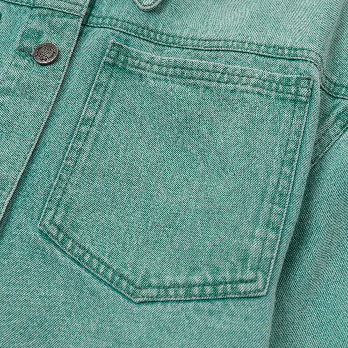 Raw Edge Cropped Jacket - Green