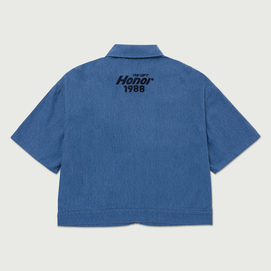 Twill Full Zip Shirt - Blue