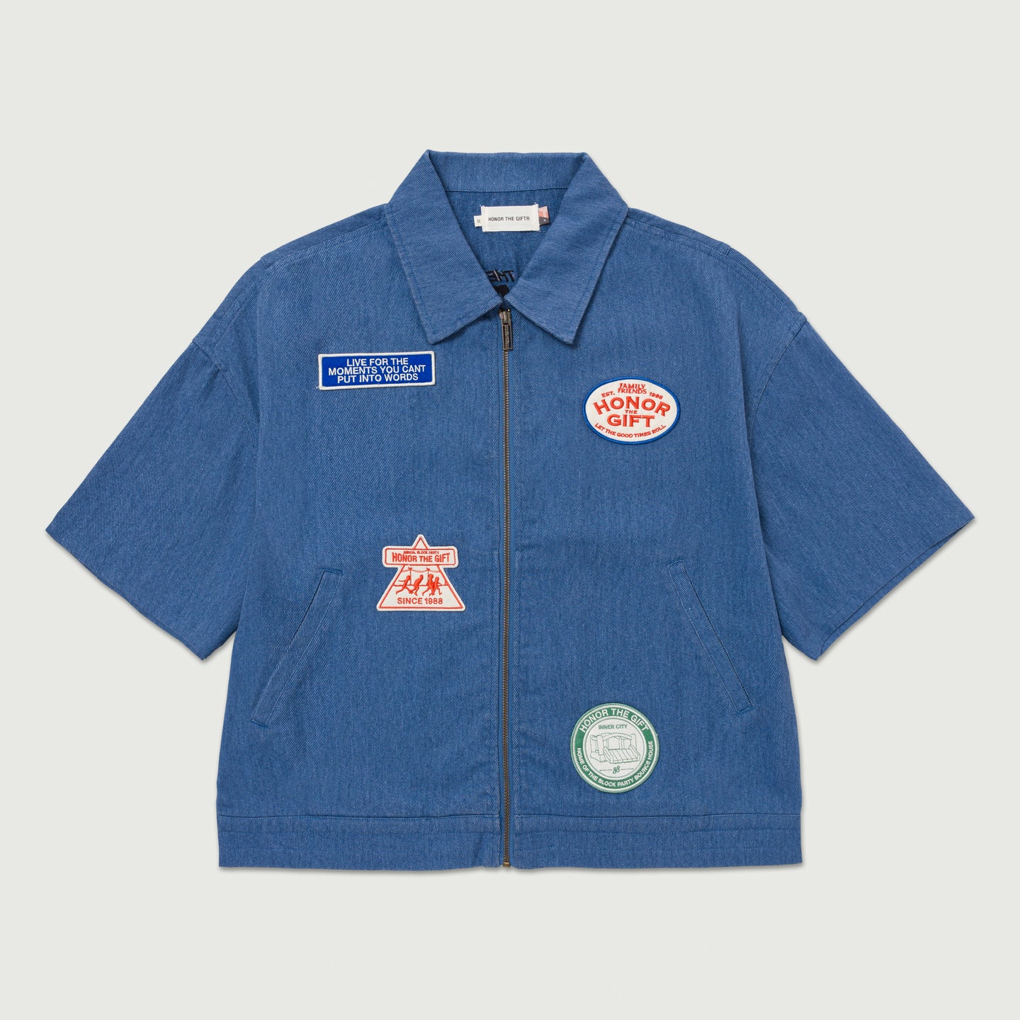 Twill Full Zip Shirt - Blue