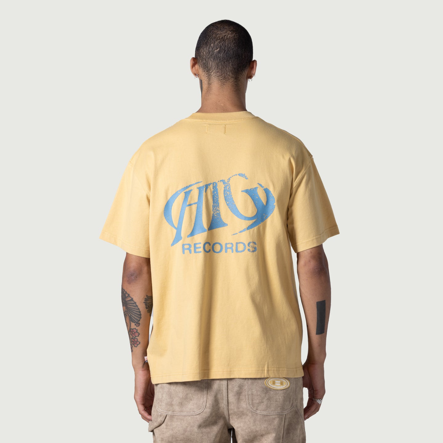 HTG Records Oval Logo Tee - Yellow