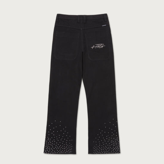 Rhinestone Wide Leg Pant - Black