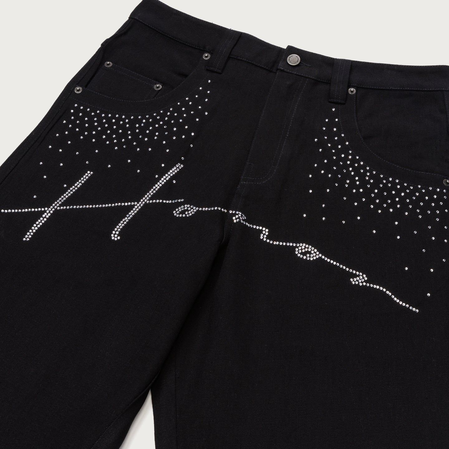 Rhinestone Wide Leg Pant - Black