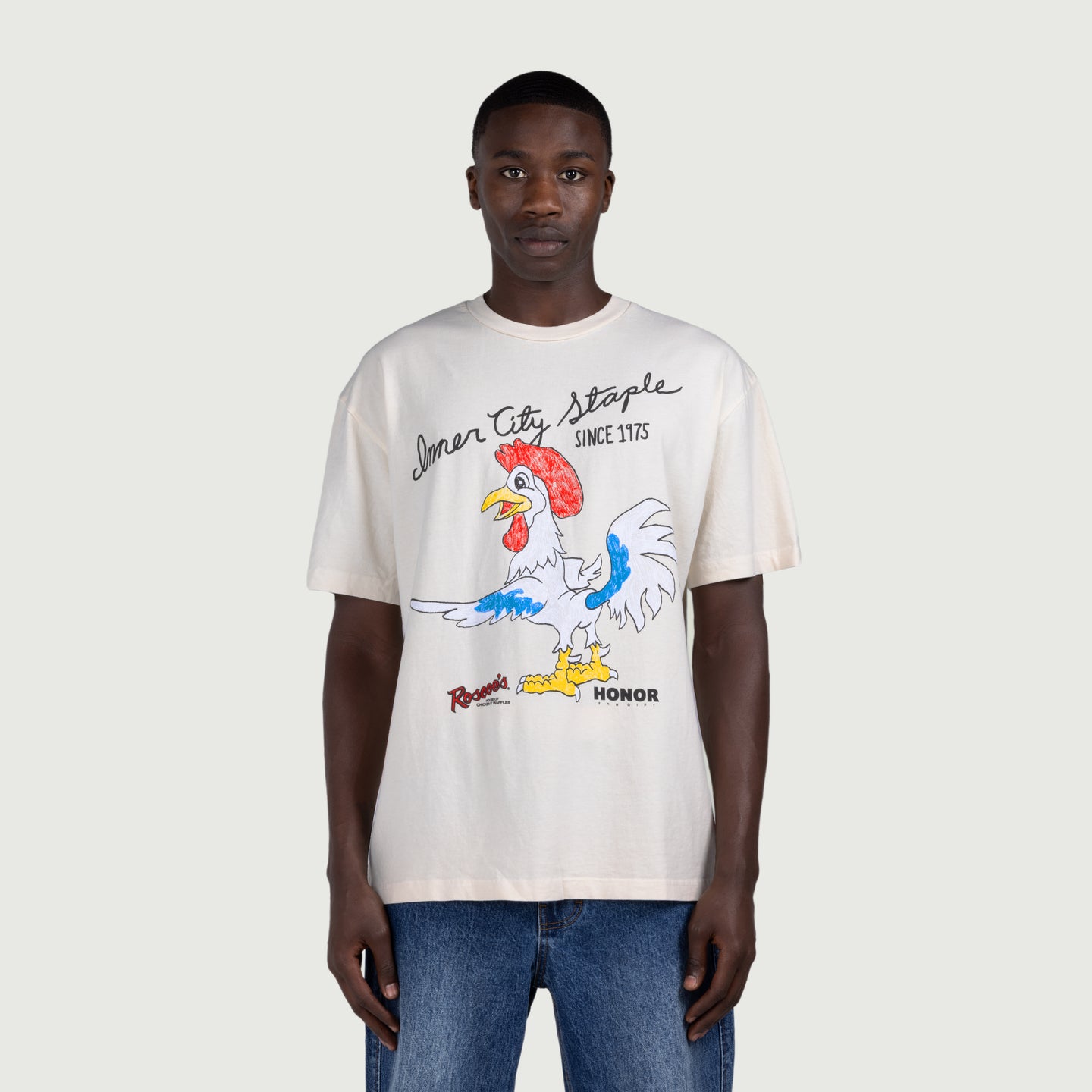 HTG x Roscoe's Tee - Bone