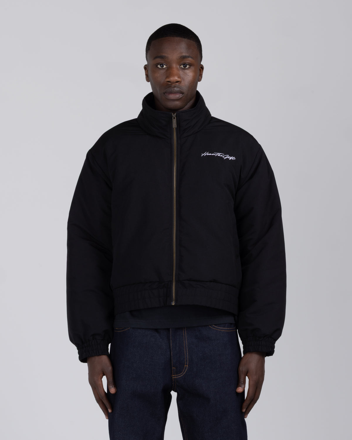 Script Puffer Jacket - Black