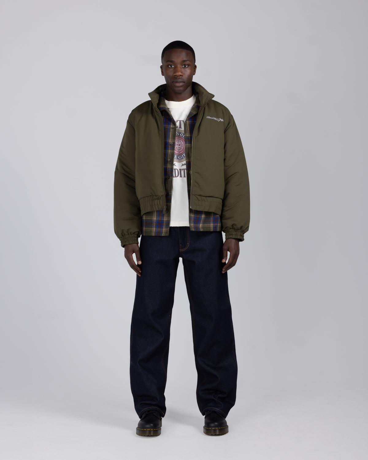 Script Puffer Jacket - Olive