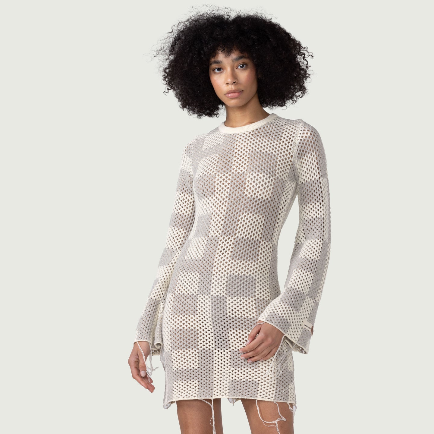 Womens Crochet Dress - Stone