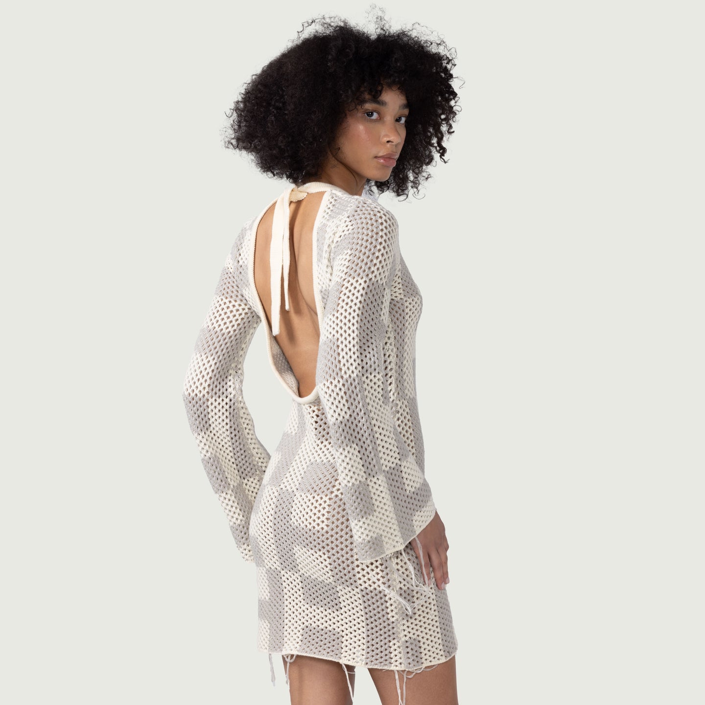 Womens Crochet Dress - Stone