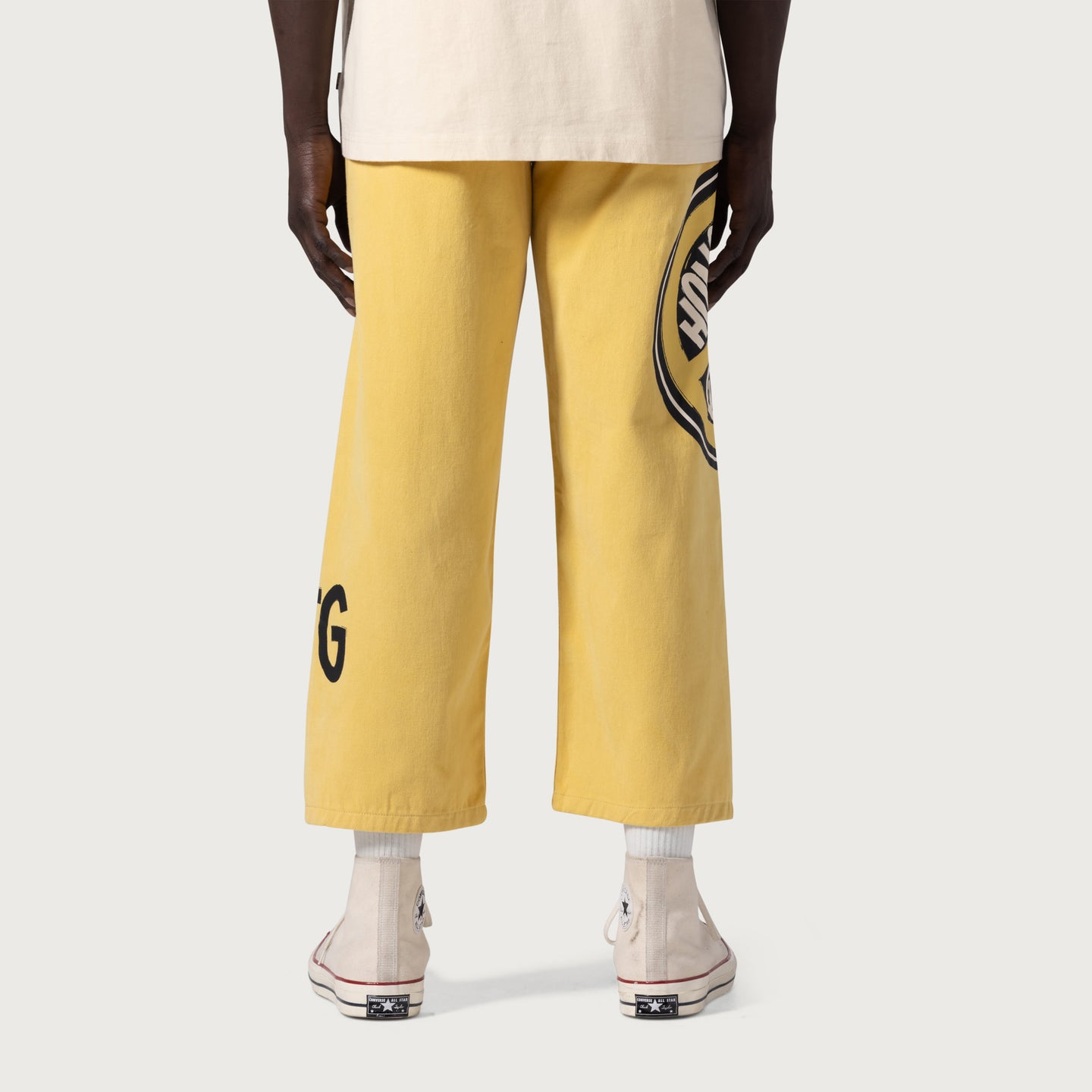 Peace Print Trouser Pant - Yellow