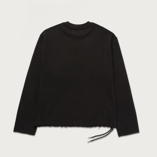 Pocket Pullover Crewneck Sweater - Black