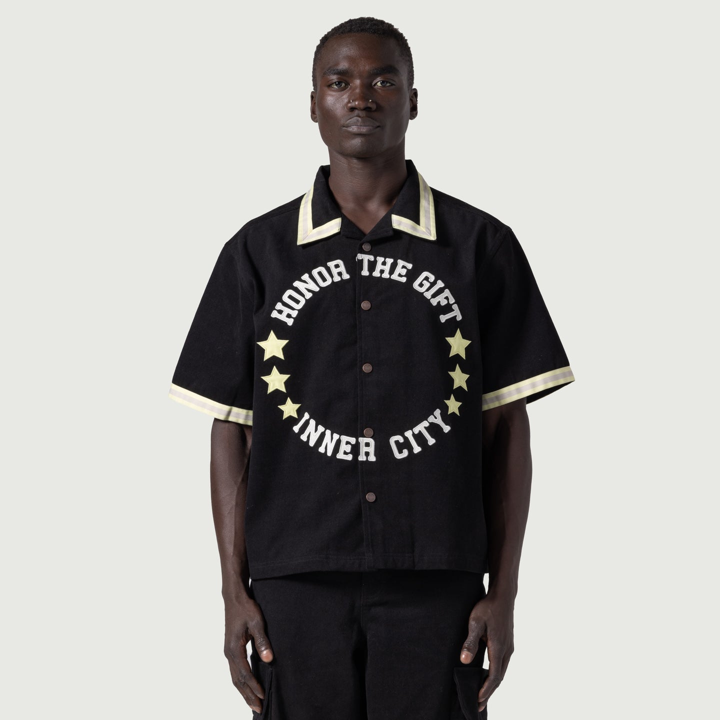 Tradition S/S Snap Button Up - Black