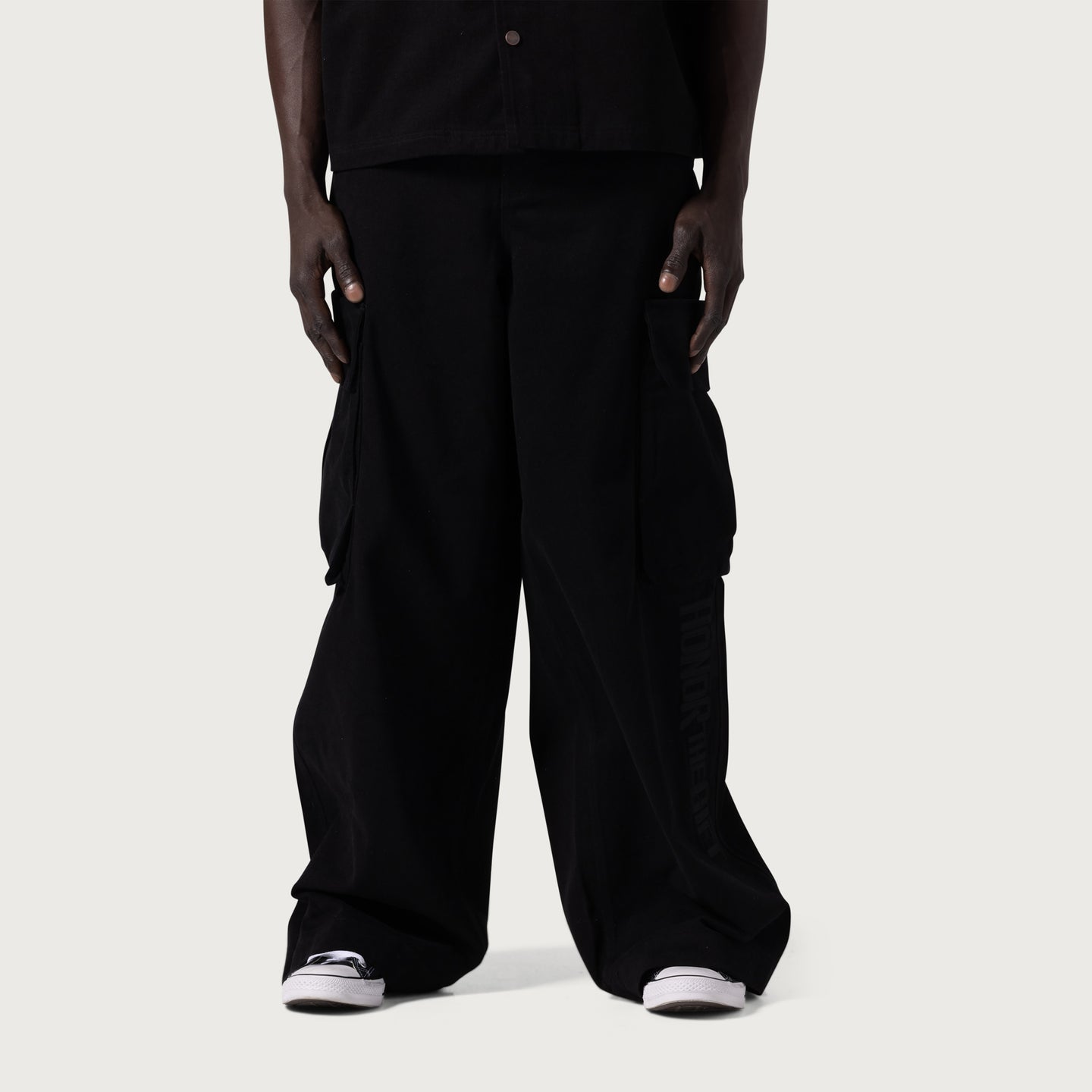 Wide Leg Cargo Pant - Black