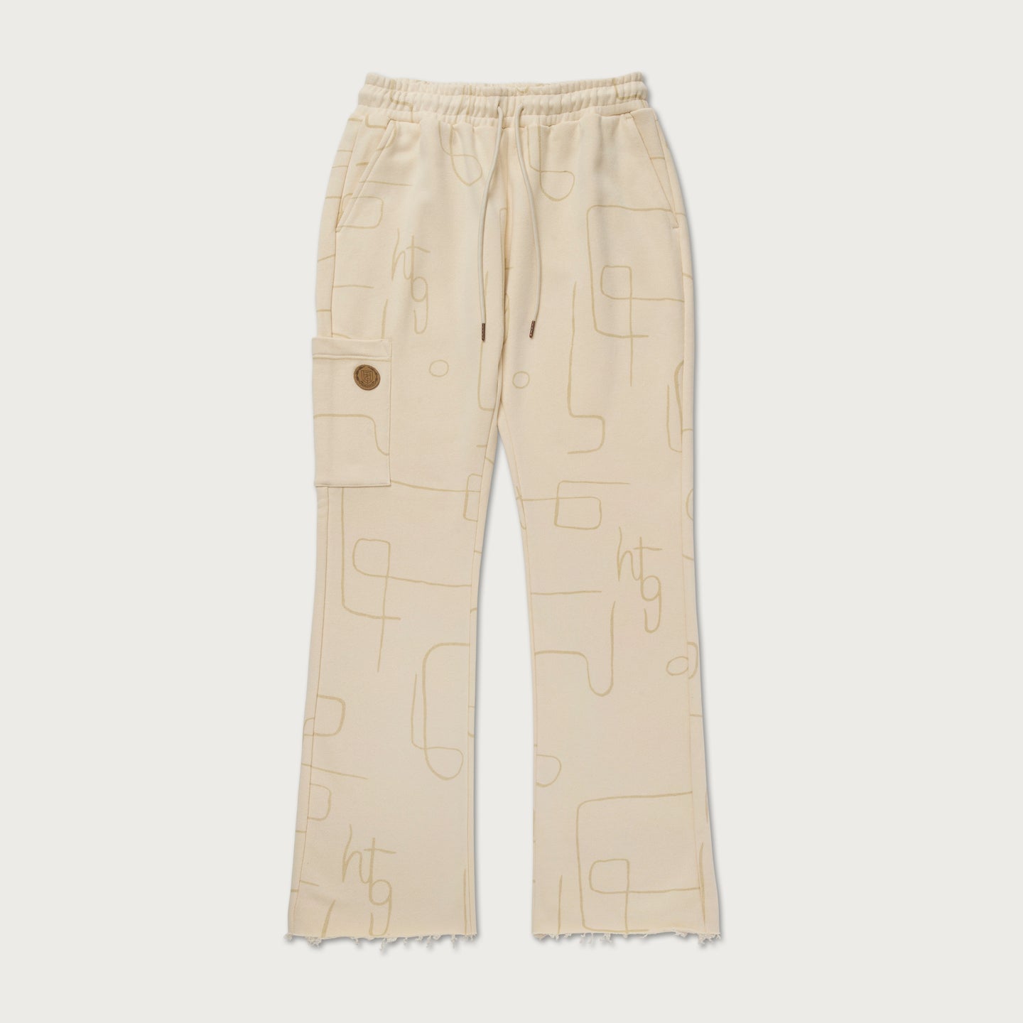 Novelty Printed Terry Pant - Bone