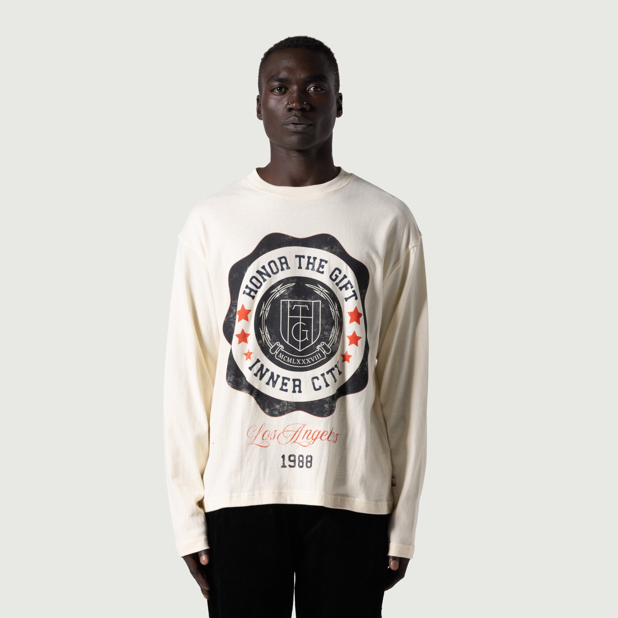 HTG® Seal Logo L/S T-Shirt - Bone