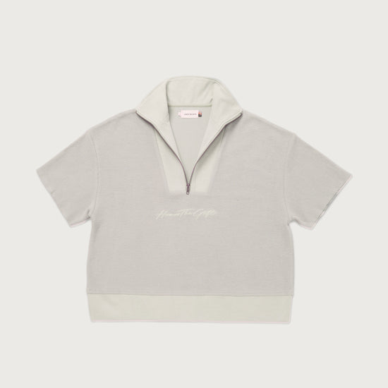 Womens French Terry 1/2 Zip - Bone