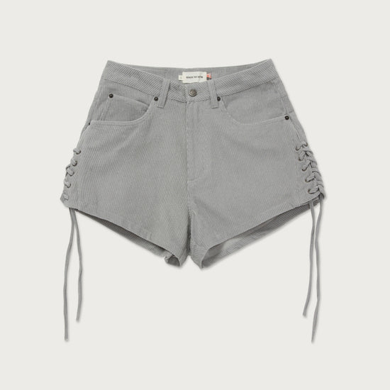 Womens Cord Laceup Short - Stone