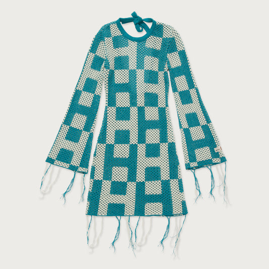 Womens Crochet Dress - Teal
