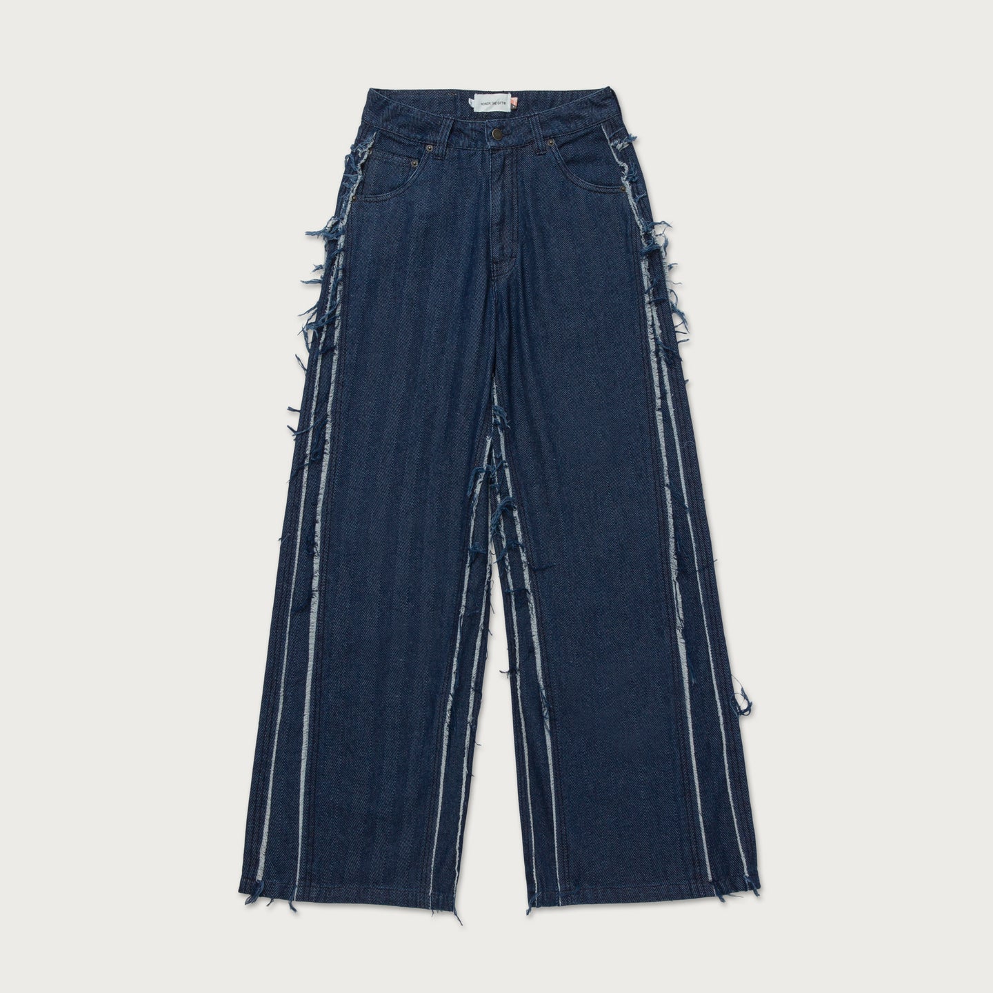 Womens Herringbone Wide Leg Pant - Blue