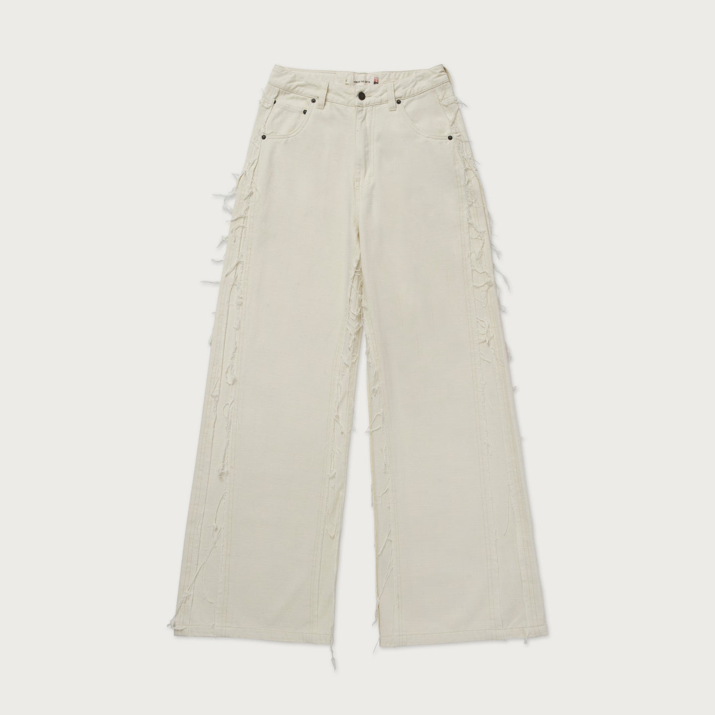 Womens Herringbone Wide Leg Pant - Bone