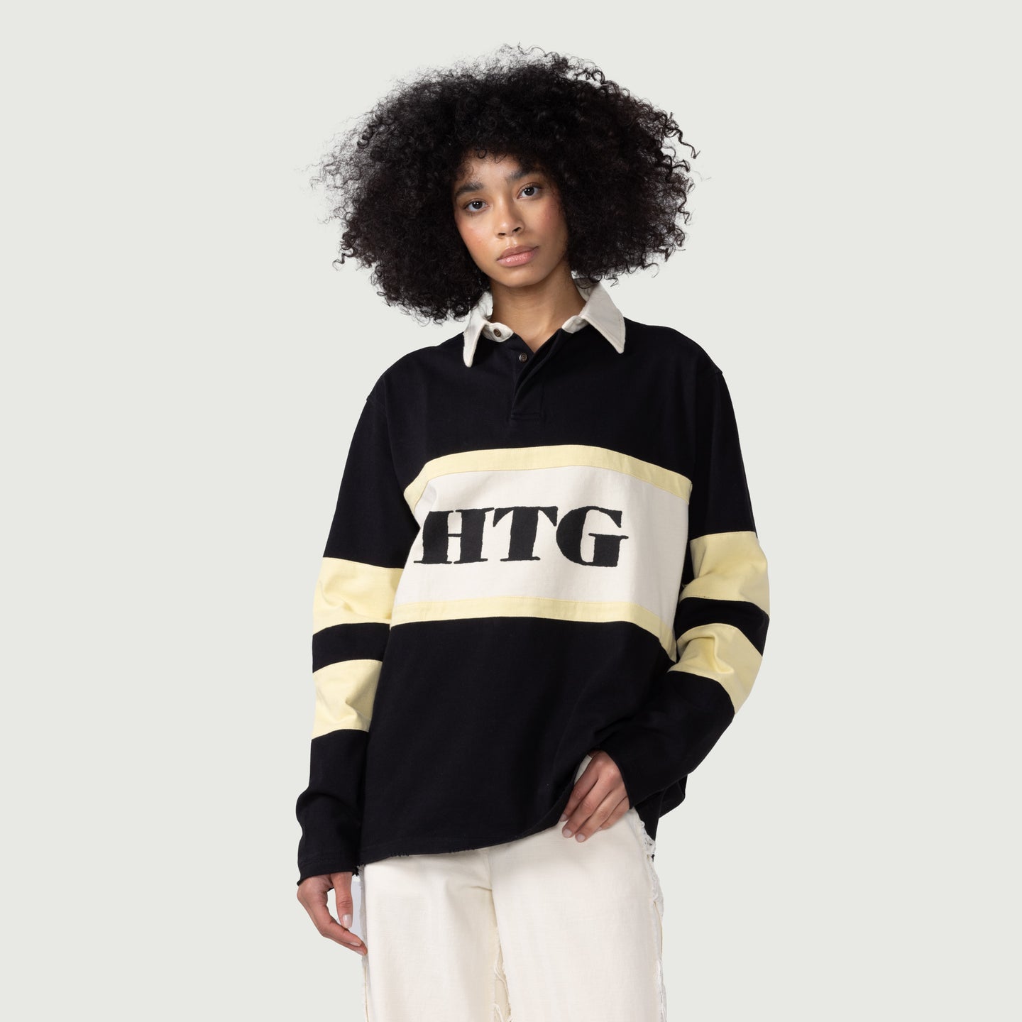 Womens Oversized Rugby Top - Black