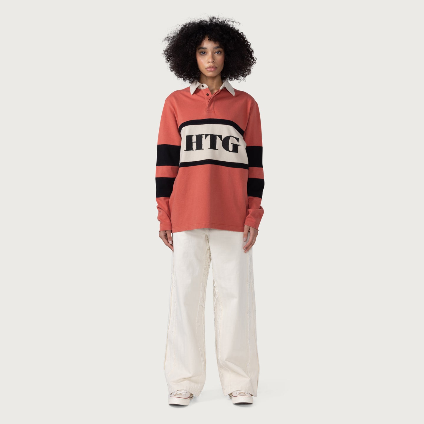 Womens Oversized Rugby Top - Brick