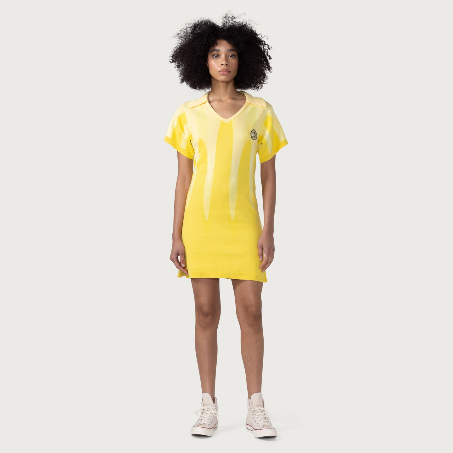 Womens Polo Knit Dress - Yellow