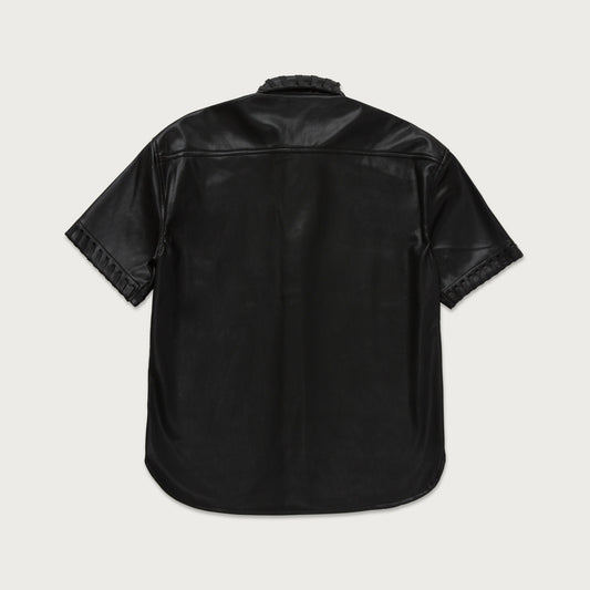 Womens Vegan Leather Box T-Shirt - Black