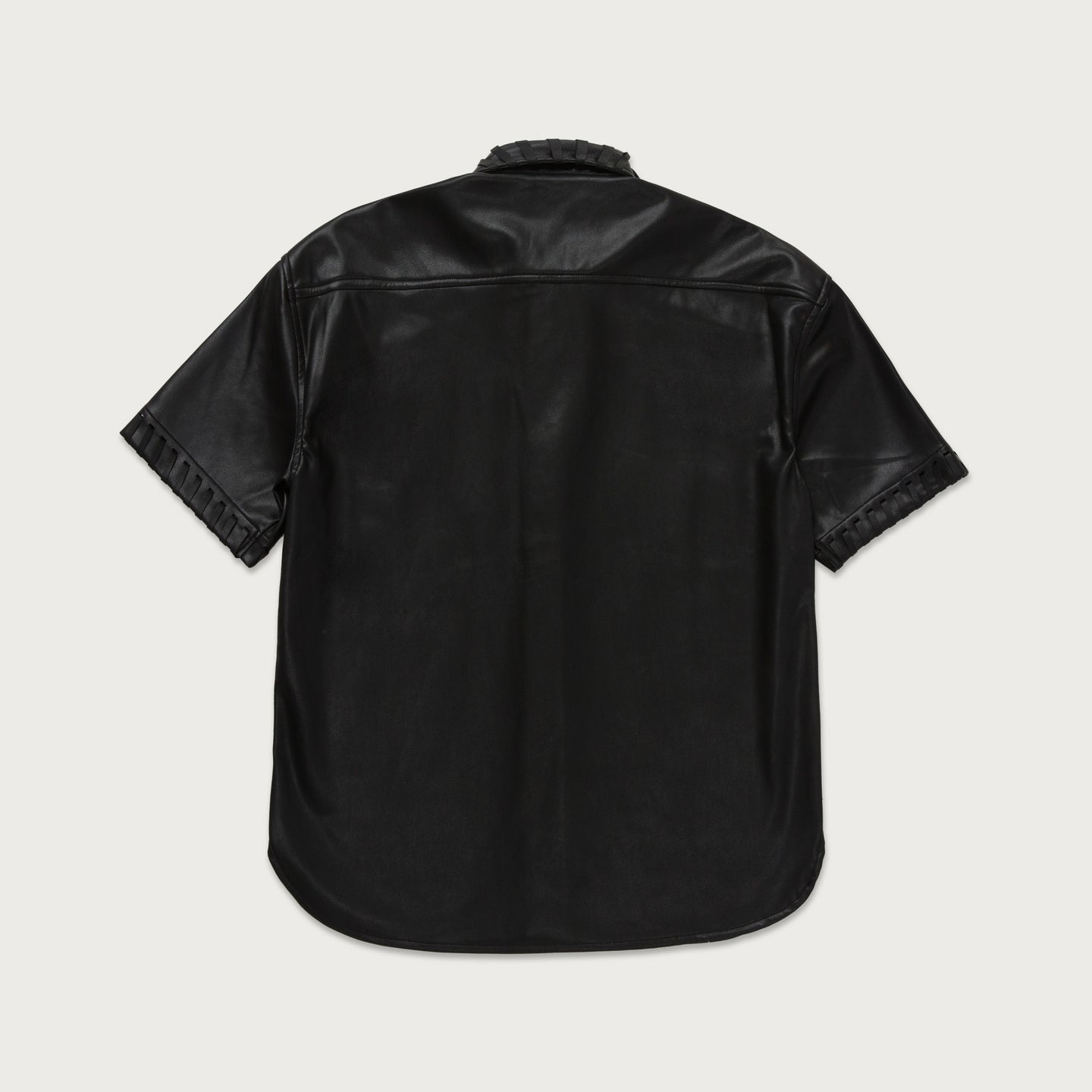 Womens Vegan Leather Box T-Shirt - Black