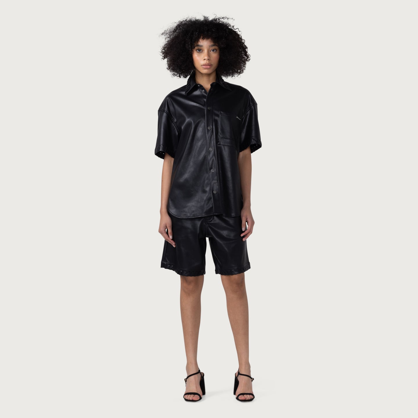 Womens Vegan Leather Short - Black