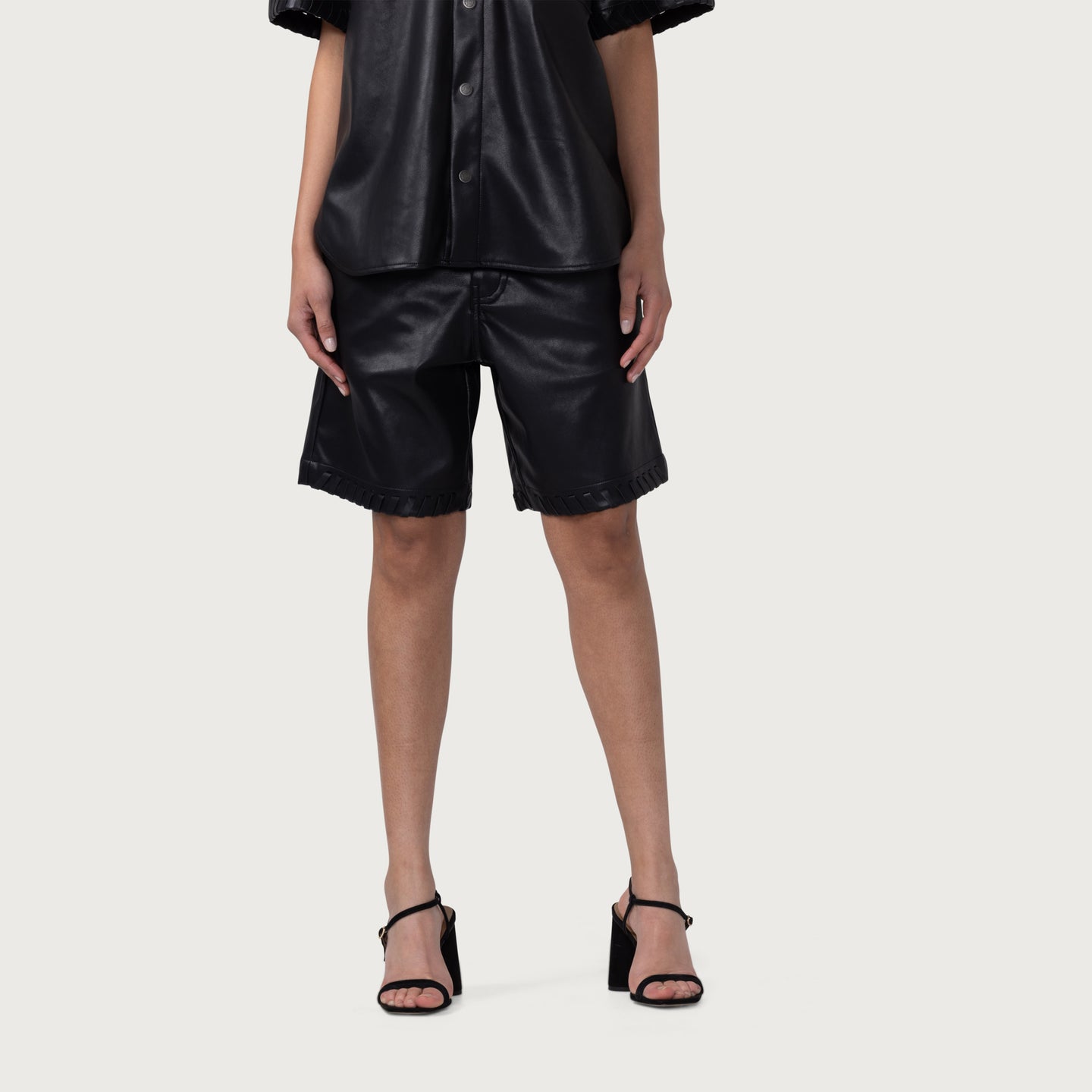 Womens Vegan Leather Short - Black