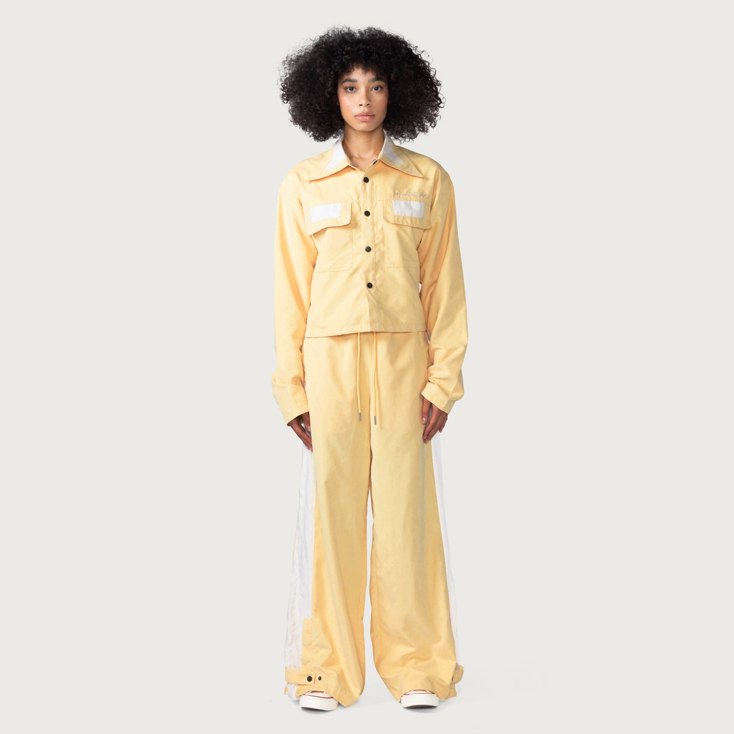 Womens Wide Leg Track Pant - Yellow