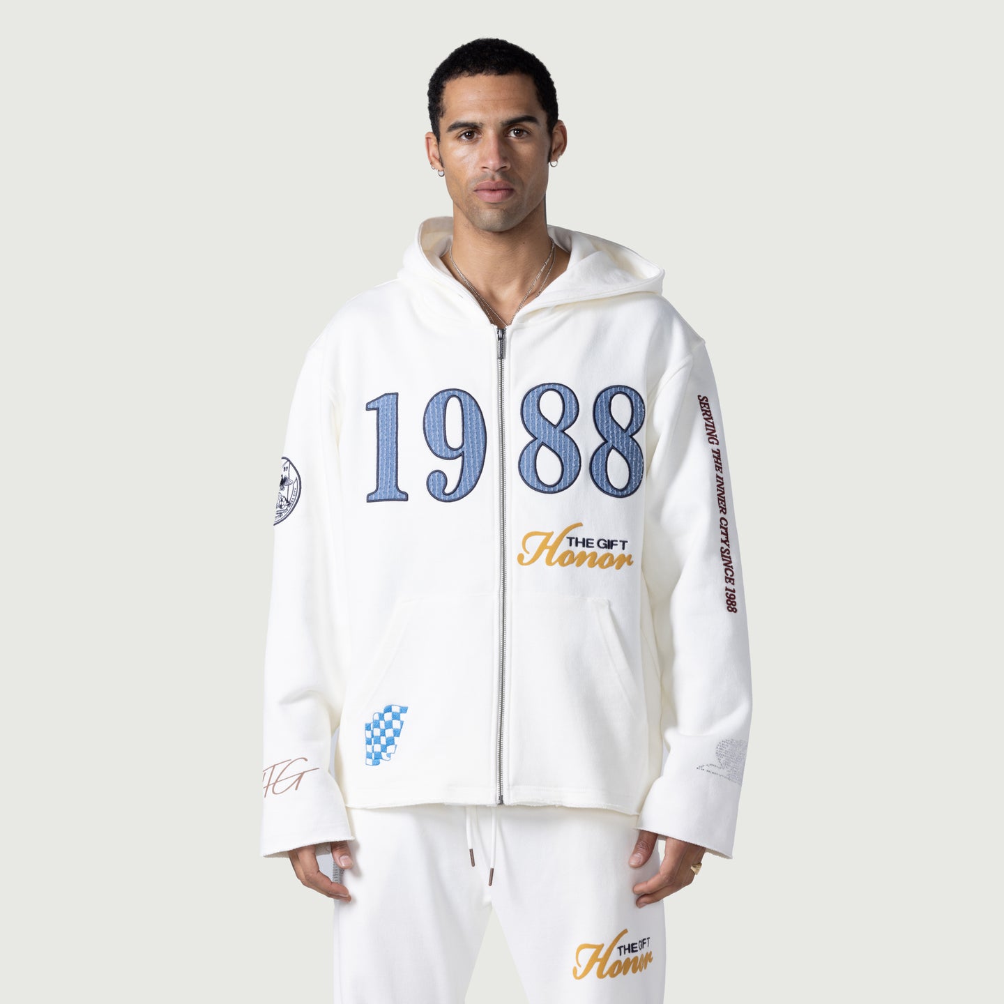 1988 Full Zip Hoodie - White