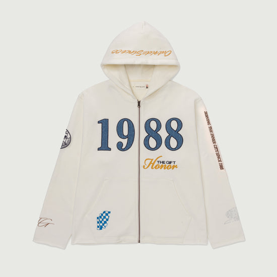 1988 Full Zip Hoodie - White