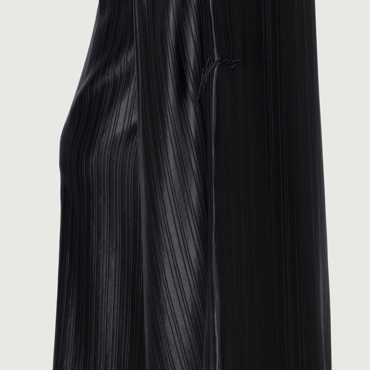 Loose Satin Stripe Wide Leg - Black
