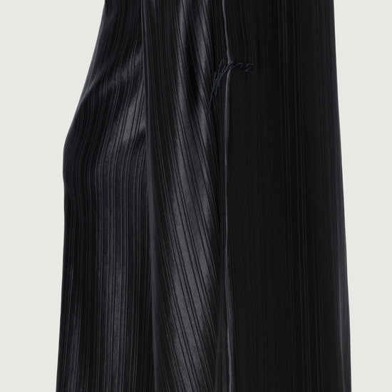 Loose Satin Stripe Wide Leg - Black