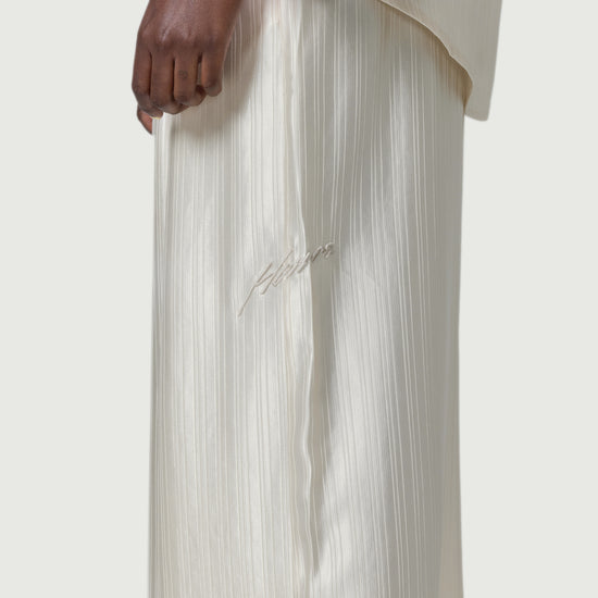 Loose Satin Stripe Wide Leg - Cream