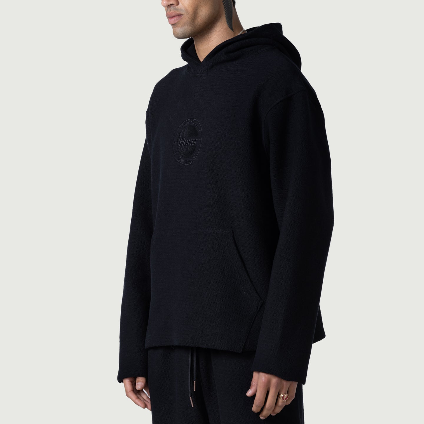 Race Herringbone Hoodie - Black